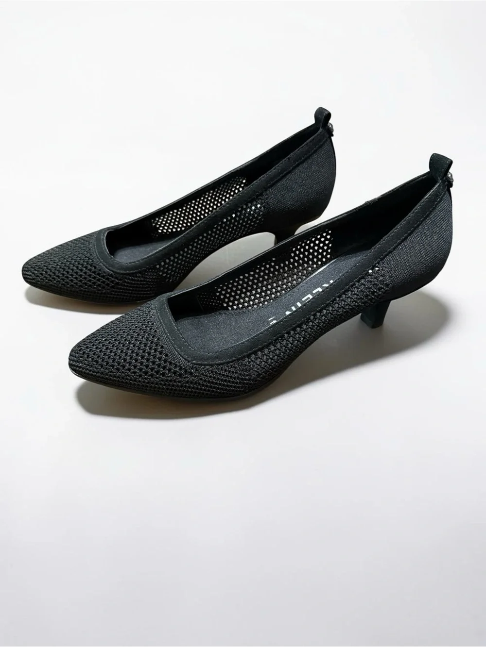Anne Klein Black Pointed Knit Slip-On Flats - Picture 3 of 8